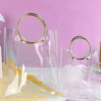 Metal circle handle PVC gift bag