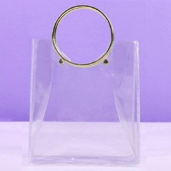 Metal circle handle PVC gift bag