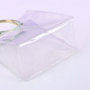 Metal circle handle PVC gift bag