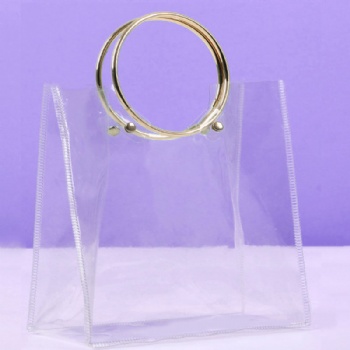 Metal circle handle PVC gift bag